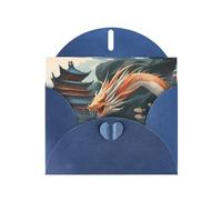 WHJSSF Biglietto di auguri blu con scritta "Fish Leap dragon gate", perfetto per San Valentino, anniversario di matrimonio e inviti per feste