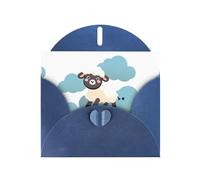 WHJSSF Biglietto di auguri blu con scritta "Little sheep in the clouds" stampato, perfetto per San Valentino, anniversario di matrimonio e inviti per feste