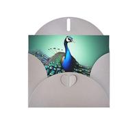 WHJSSF Biglietto di auguri grigio con bellissime stampe di pavoni, 10,2 x 15,2 cm, per Natale, compleanni dei bambini, San Valentino, anniversari di matrimonio e inviti per feste