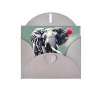 WHJSSF Biglietto di auguri grigio con elefante che spruzza fiori 10,2 x 15,2 cm per Natale, compleanni dei bambini, San Valentino, anniversari di matrimonio e inviti per feste