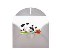 WHJSSF Biglietto di auguri grigio con mucca che mangia fragole, stampato perfetto per San Valentino, anniversario di matrimonio e inviti per feste
