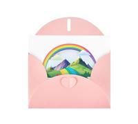 WHJSSF Biglietto di auguri rosa arcobaleno dietro la montagna stampato perfetto per San Valentino, anniversario di matrimonio e inviti per feste