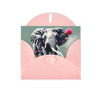 WHJSSF Biglietto di auguri rosa con elefante che spruzza fiori 10,2 x 15,2 cm per Natale, compleanni dei bambini, San Valentino, anniversari di matrimonio e inviti per feste