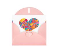 WHJSSF Biglietto di auguri rosa con frammenti d'amore colorati stampati perfetti per San Valentino, anniversario di matrimonio e inviti per feste