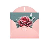 WHJSSF Biglietto di auguri rosa rugiada rosa stampe 10,2 x 15,2 cm per Natale, compleanni dei bambini, San Valentino, anniversari di matrimonio e inviti per feste