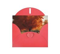 WHJSSF Biglietto di auguri rosso con albero autunnale con stampe di bici antiche invecchiate, 10,2 x 15,2 cm, per Natale, compleanni dei bambini, San Valentino, anniversari di matrimonio e inviti per