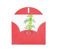 WHJSSF Biglietto di auguri rosso con foglie di bambù sotto luce e ombra, perfetto per San Valentino, anniversario di matrimonio e inviti per feste
