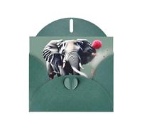 WHJSSF Biglietto di auguri verde scuro con elefante che spruzza fiori stampe 10,2 x 15,2 cm per Natale, compleanni dei bambini, San Valentino, anniversari di matrimonio e inviti per feste