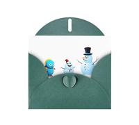 WHJSSF Biglietto di auguri verde scuro con scritta "Little monster next to the snowman", perfetto per San Valentino, anniversario di matrimonio e inviti per feste