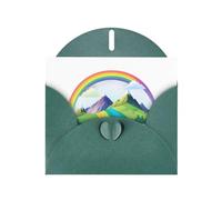 WHJSSF Biglietto di auguri verde scuro con stampa arcobaleno dietro la montagna, perfetto per San Valentino, anniversario di matrimonio e inviti per feste