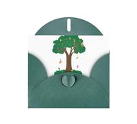 WHJSSF Biglietto di auguri verde scuro Happy party in the tree hole stampe 10,2 x 15,2 cm per Natale, compleanni dei bambini, San Valentino, anniversari di matrimonio e inviti per feste