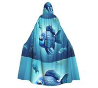 WHJSSF Blue Ocean Underwater Fish Prints Halloween Adult Hooded Cloak è un mantello super grande, confortevole e resistente