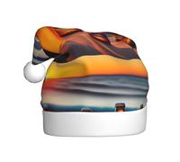 WHJSSF Bottiglie Birra Spiaggia Tramonto Tempo Immagine Cappello di Natale per Adulti Morbido Leggero Uso Festa