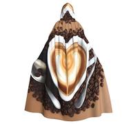 WHJSSF Caffè con motivo a cuore immagine Halloween adulto mantello con cappuccio è un mantello super grande, confortevole e resistente