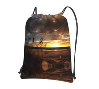 WHJSSF Calm Coastal Scene Prints Zaino con cerniera e coulisse, borsa leggera e pieghevole per viaggi, yoga, escursionismo e oggetti essenziali quotidiani