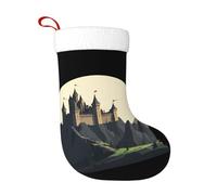 WHJSSF Calze decorative natalizie con immagine del castello sulla cima della collina per decorare Halloween, Natale e Capodanno
