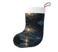 Whjssf Calze natalizie stampate su entrambi i lati con immagine dell'albero della saggezza antica per decorazioni interne di grande capacità per feste di vacanza