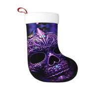 WHJSSF Calzini decorativi natalizi Calza morbida viola Floser e zucchero Horror Skull Stampa leggera, con una buona sensazione tattile per Halloween, Natale e Capodanno