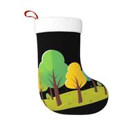 WHJSSF Calzini decorativi natalizi con immagine di piccoli alberi sulla collina per decorare Halloween, Natale e Capodanno