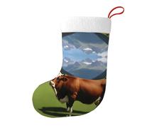 WHJSSF Calzini decorativi natalizi con motivo di mucca svizzera reale per conservare biglietti regalo, caramelle, piccoli giocattoli