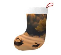 WHJSSF Calzini di Natale stampati per la caccia alla fauna selvatica di cervo orso alce calze di Natale grande capacità stampato calzini decorazione