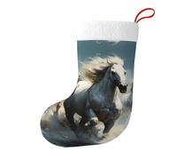 Whjssf Calzini natalizi stampati su entrambi i lati con immagine di cavalli che corrono selvaggi nel fiume per decorazioni interne per feste di grande capacità