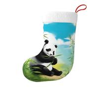 Whjssf Calzini natalizi stampati su entrambi i lati con immagine di due panda che mangiano bambù per decorazioni interne per feste di grande capacità