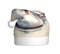 WHJSSF Cappelli di Natale della peluche degli uomini e delle donne di stampa del cigno sveglio, cappucci adulti del partito di festa di Capodanno