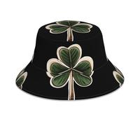 WHJSSF Cappello alla pescatora riflettente con stampa di trifoglio con bordi dorati, per uomini e donne, per viaggi, campeggio, escursionismo