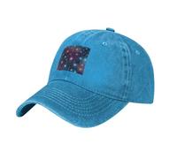 WHJSSF Cappello da baseball in denim lavato nero con motivo stelle cosmiche cappello regolabile in cotone traspirante e leggero, Blu, taglia unica