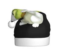 WHJSSF Cappello di Natale con immagine di piccolo coniglio bianco che mangia kiwi frutta per adulti che lo rende un regalo divertente e durevole per uomini e donne