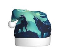 WHJSSF Cappello di Natale con motivo lupo che ulula alla luna piena per adulti accessorio di qualità morbido, leggero e soffice