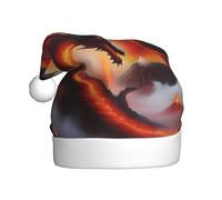 WHJSSF Cappello di Natale con stampa drago sul vulcano per adulti accessorio festivo di qualità realizzato morbido, leggero