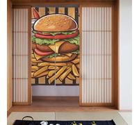 WHJSSF cartone animato hamburger di grandi dimensioni stampato tenda partizione splicing protezione della privacy adatto per cucina, bagno, stanza 86,4 x 142,2 cm
