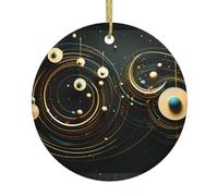 WHJSSF Ciondolo rotondo in ceramica con motivo a pianeta microscopico, 7,4 cm, aggiunge un'atmosfera festosa alle feste di vacanza