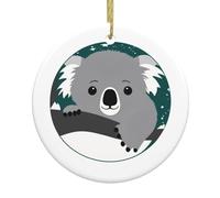 WHJSSF Ciondolo rotondo in ceramica con motivo koala che dorme sul pianeta, 7,4 cm, aggiunge un'atmosfera festosa alle feste di vacanza