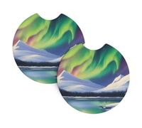 WHJSSF - Confezione da 2 sottobicchieri per auto, splendido motivo aurora boreale, accessori per auto, resistenti alle fuoriuscite, ad asciugatura rapida, adatti per auto, camion e barche