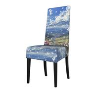 WHJSSF Copertura protettiva per sedia da pranzo con farfalla bianca nella valle, morbida, confortevole, resistente alle pieghe, elastica, adatta alla maggior parte delle sedie senza braccioli