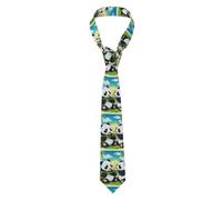 WHJSSF Cravatta da uomo con stampa di Two Happy Pandas, cravatta in seta da uomo, alla moda per affari, matrimoni, feste e come regalo (140 x 7 cm, facile da pulire)