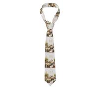 WHJSSF Cravatta da uomo in seta con stampa di coniglietto bianco che tiene un vaso di fiori, cravatta da uomo, alla moda per affari, matrimoni, feste e come regalo (140 x 8 cm, facile da pulire)