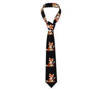 WHJSSF Cravatta da uomo in seta con stampa Fox che gioca la pipa - Cravatta di seta da uomo, alla moda per affari, matrimoni, feste e come regalo (140 x 8 cm, facile da pulire)