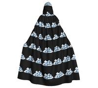 WHJSSF Cubetti di ghiaccio che si nascondono tra le nuvole bianche Modello Halloween Adulto Mantello con Cappuccio Mantello con Papillon per feste in costume, Cosplay
