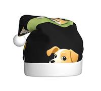 WHJSSF Cucciolo che gioca a golf Stampa Cappelli di Natale della peluche degli uomini e delle donne, cappucci adulti del partito