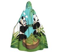 WHJSSF Due simpatici panda grande modello Halloween adulto mantello con cappuccio mantello con papillon per feste in costume, cosplay