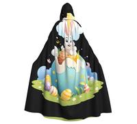 WHJSSF Easter Egg Paradise on the Clouds - Mantello con cappuccio per Halloween, per adulti, grande, con papillon, senza cerniera