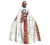 WHJSSF Elegante mantello con cappuccio con stampa di giraffa ad acquerello, lungo e drammatico, per giochi in costume