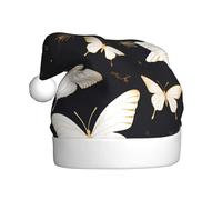 WHJSSF Farfalle bianche dell'oro nero che stampa cappelli di Natale della peluche degli uomini e delle donne, cappelli adulti del partito di vacanza di Capodanno