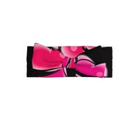 WHJSSF Fascia per capelli con due cuori rosa e fiocco, morbida ed elastica, accessorio per neonati per servizi fotografici, grazioso accessorio per bambine