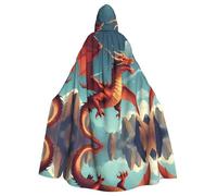 WHJSSF Flying Dragon stampato adulto Halloween giacca con cappuccio mantello lungo partito mantello adatto per uomini e donne