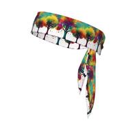 WHJSSF Foulard sportivo double-face colorato con alberi della vita, per donne e uomini, regolabile per tutte le circonferenze della testa